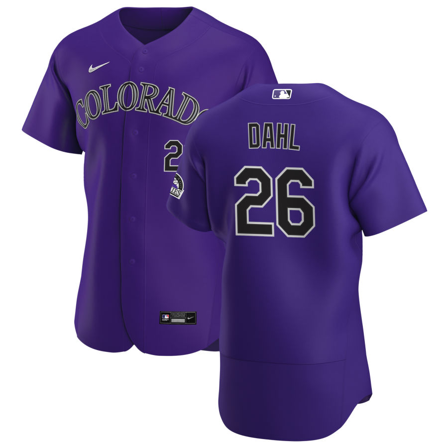 Colorado Rockies 26 David Dahl Men Nike Purple Alternate 2020 Authentic Player MLB Jersey